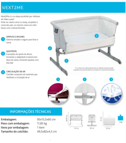 Berço NEXT2ME magic cool grey