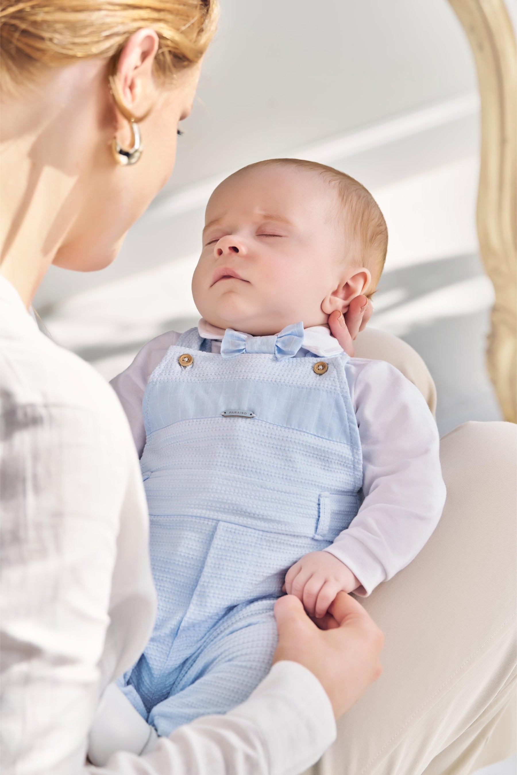 Conjunto Macacão Longo Malha Texturizada com Body Manga Longa e Gravata Removível Paraiso