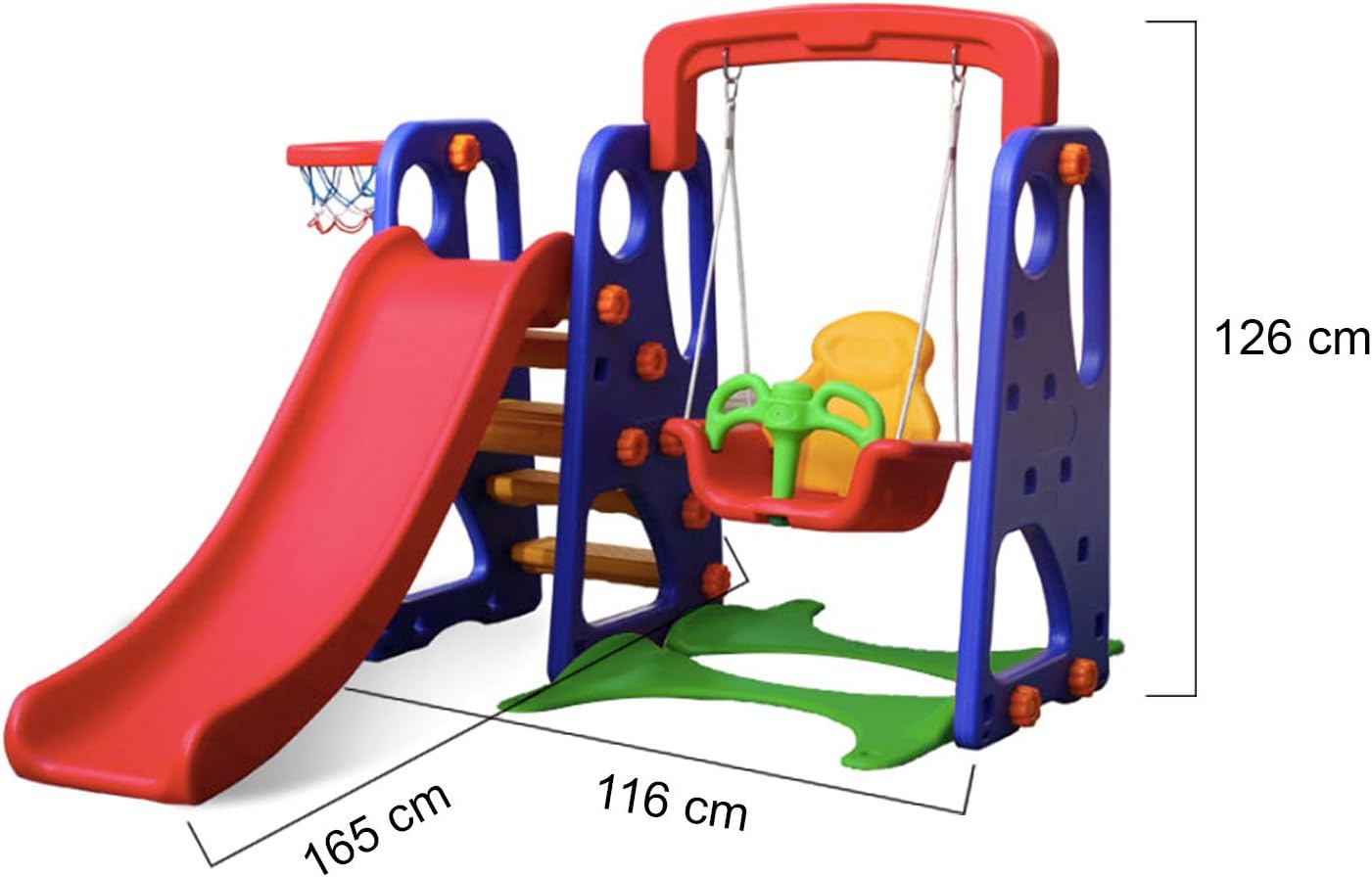 PLAYGROUND COMPLETO ESCORREGADOR COM BALANÇO E CESTA DE BASQUETE BARZI