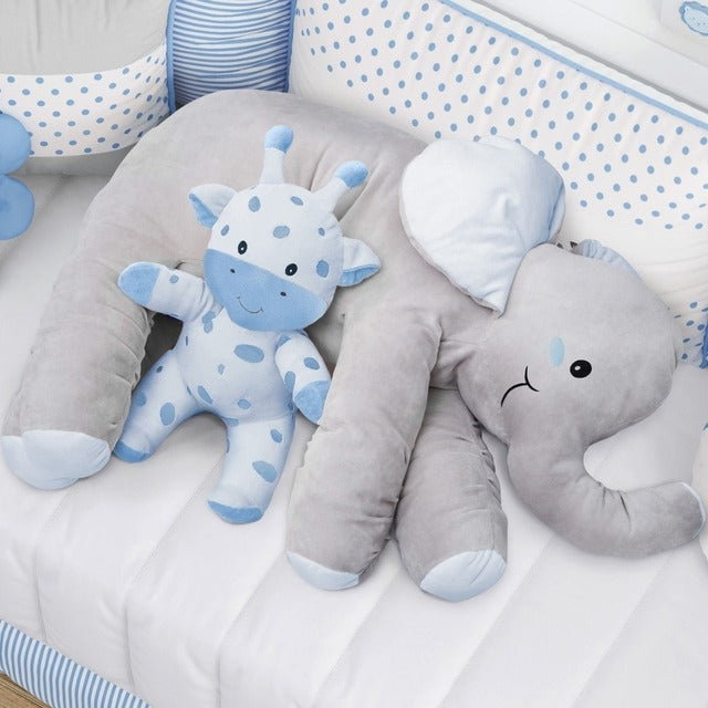 ALMOFADA TRAVESSEIRO ELEFANTE DE PELÚCIA AZUL 82CM