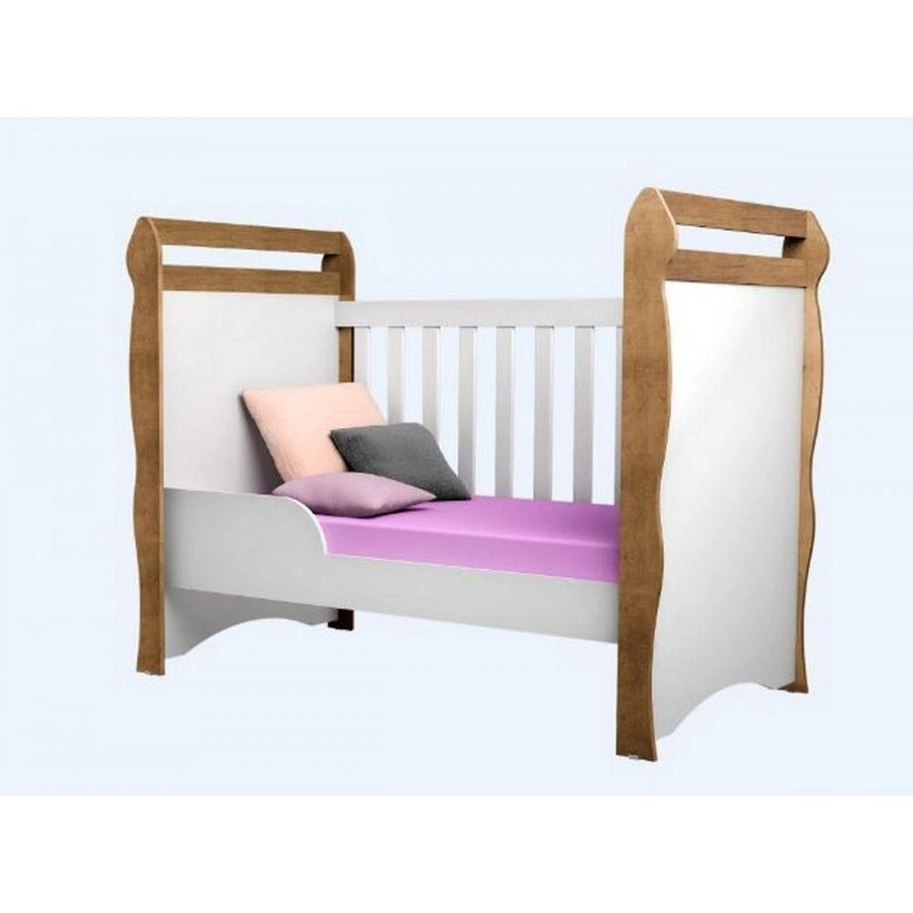 Berço Mini Cama Branco/Amadeirado Carolina Baby