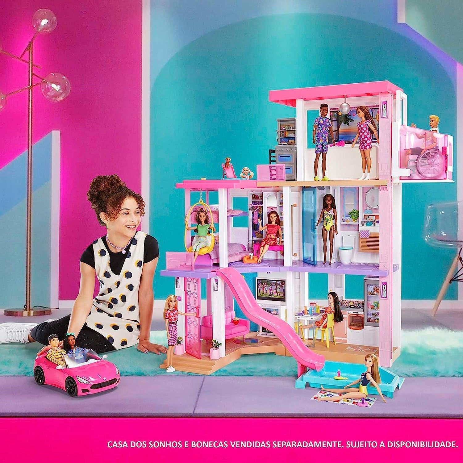 Barbie Boneca Carro Conversível para crianças a partir de 3 anos