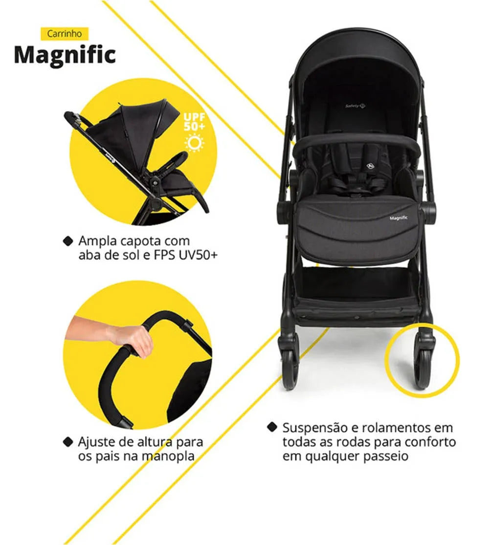 Carrinho Travel System Magnific 5 em 1 Safety