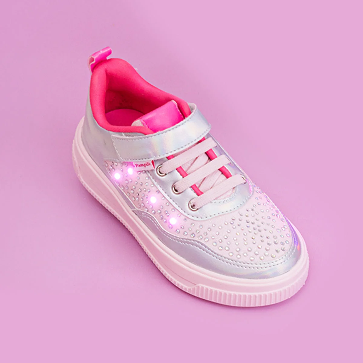Tênis de Led Infantil Pampili XP 21 Iluminar Rosa e Pink