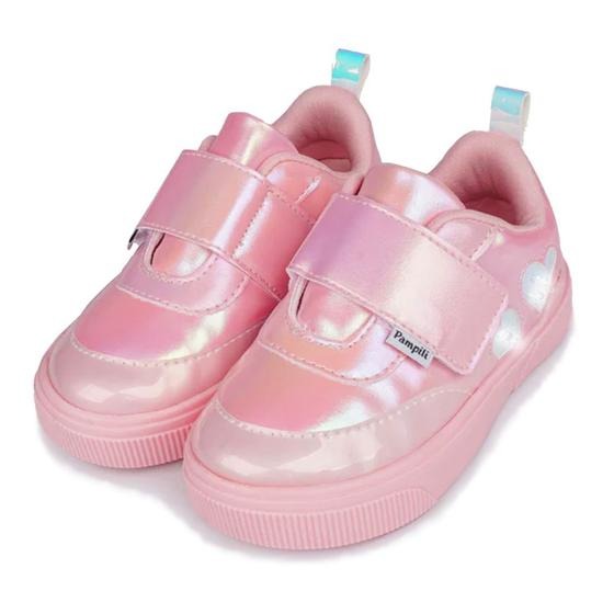 Tênis Infantil Pampili Yumi Led Holográfico Rosa