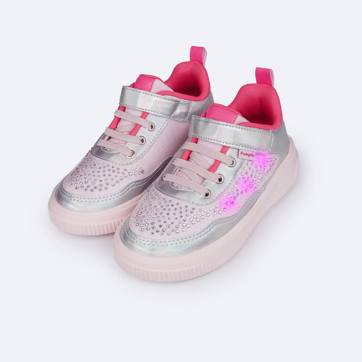Tênis de Led Infantil Pampili XP 21 Iluminar Rosa e Pink