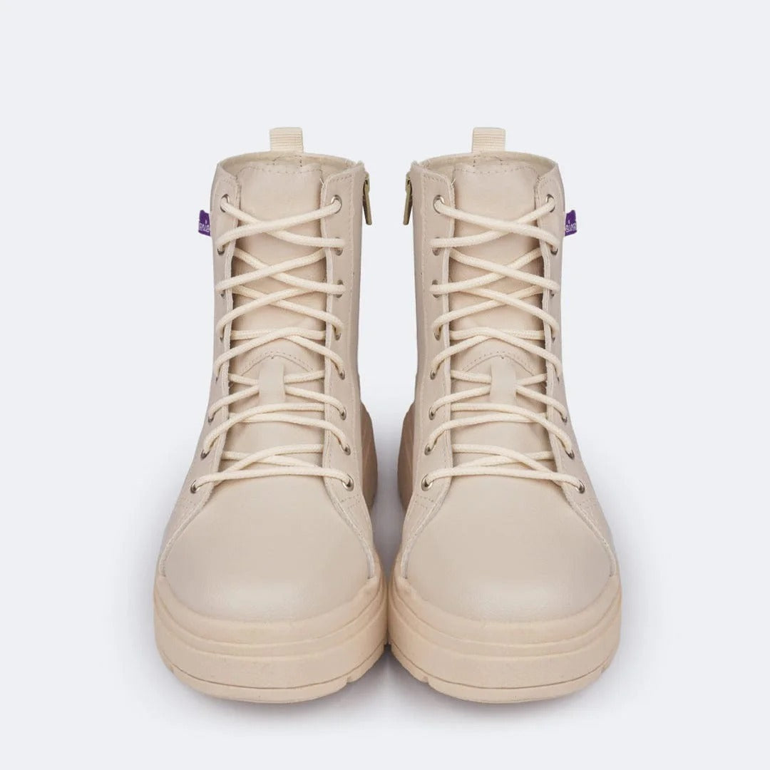 Bota Coturno Feminina Tweenie Tratorada Pampili Bege