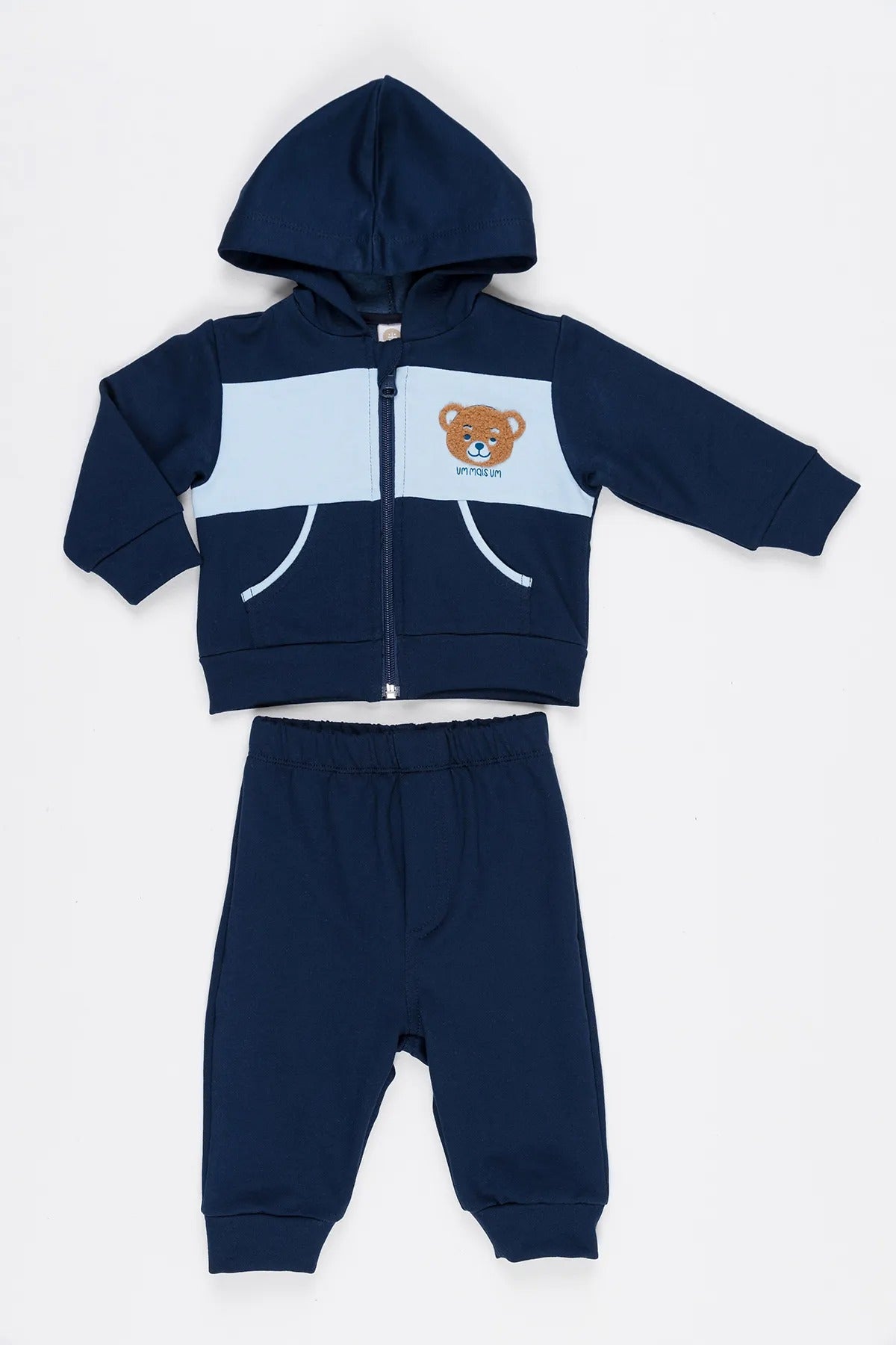 Conjunto Bebê Abrigo de Moletinho Felpado com Aplique Ursinho