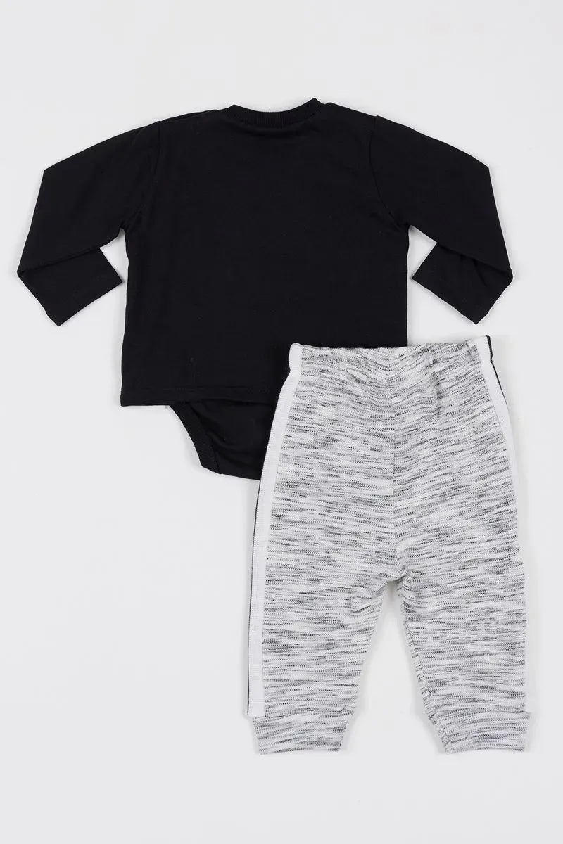 Conjunto Bebê com Camiseta Body com Silk e Calça de Piquet Flamê