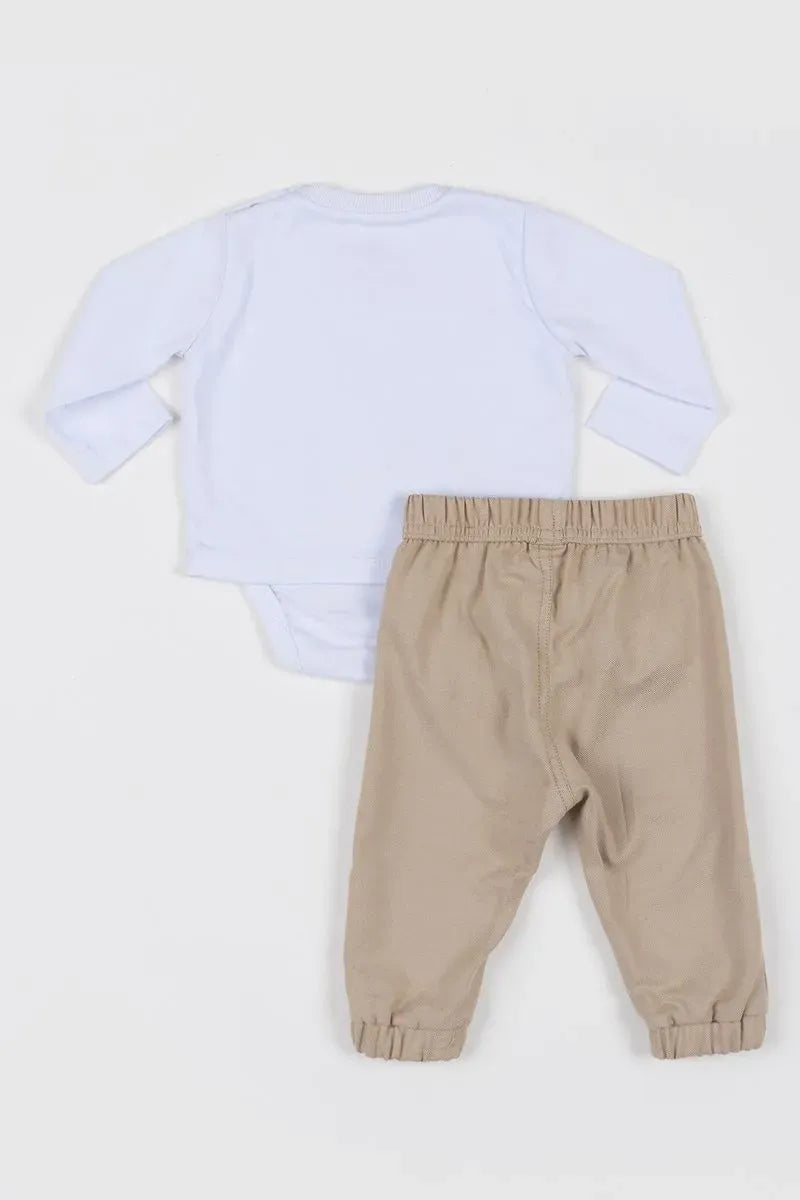 Conjunto Bebê com Camiseta Body com Estampa de Panda e Calça de Sarja Flanelada