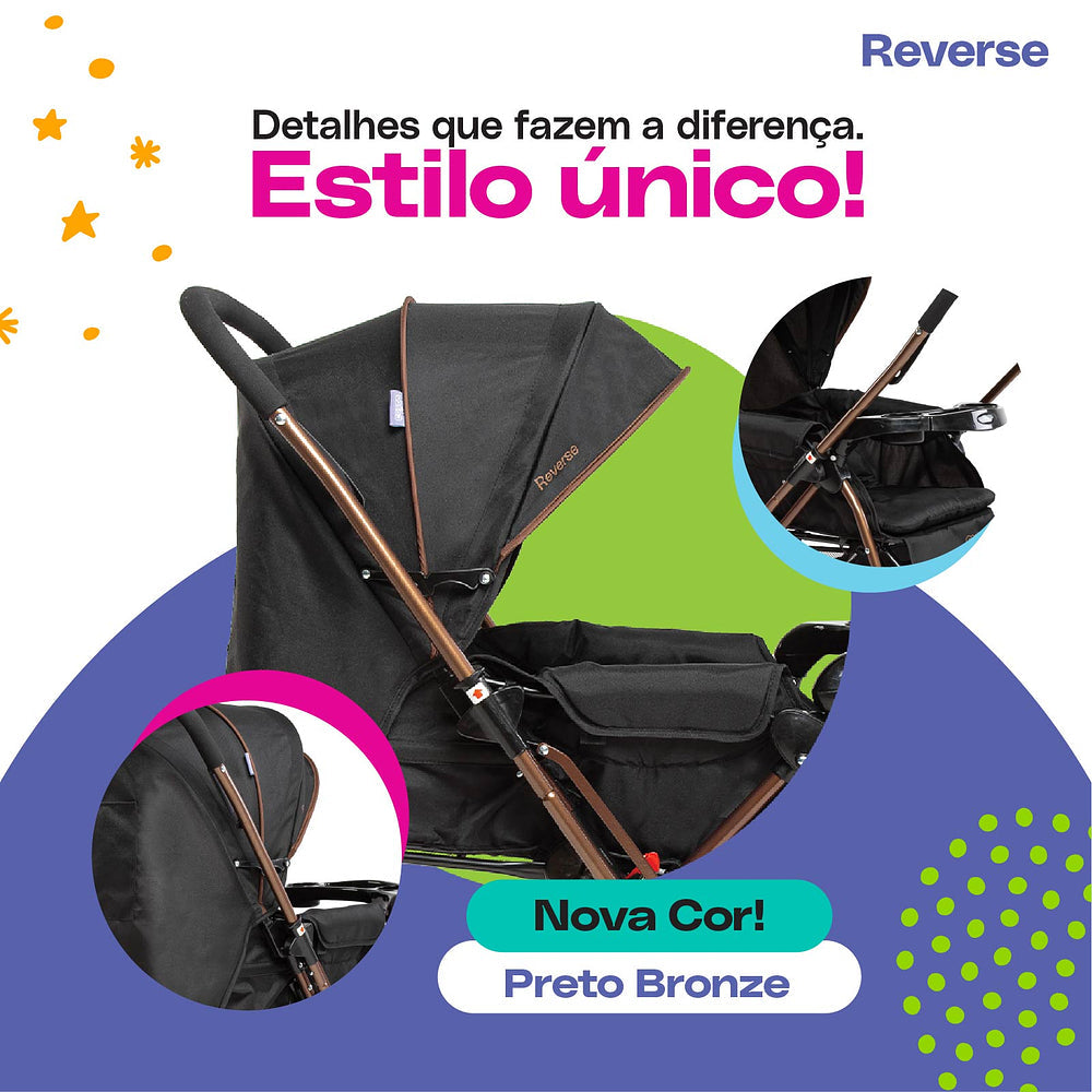 Conjunto Cosco - Carrinho com Bebê Comforto Travel System Reverse DUO