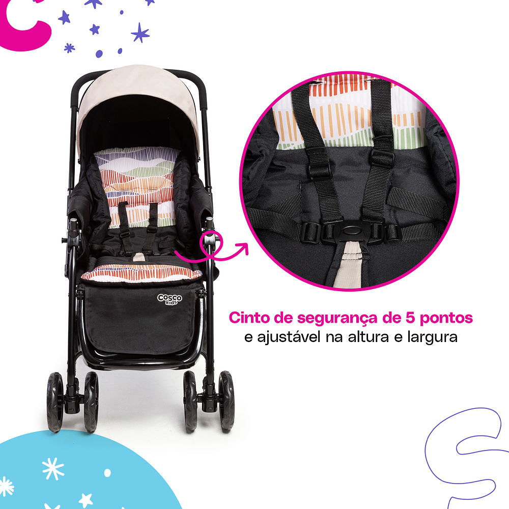 Conjunto Cosco - Carrinho com Bebê Comforto Travel System Reverse DUO