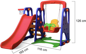 PLAYGROUND COMPLETO ESCORREGADOR COM BALANÇO E CESTA DE BASQUETE BARZI