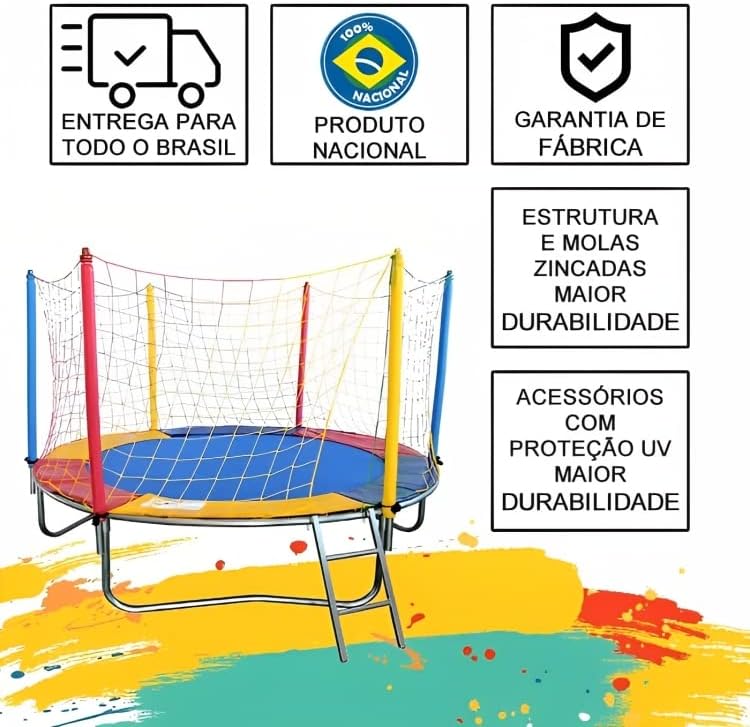 Cama Elástica - Trampolim Pula Pula Com Escada E Rede