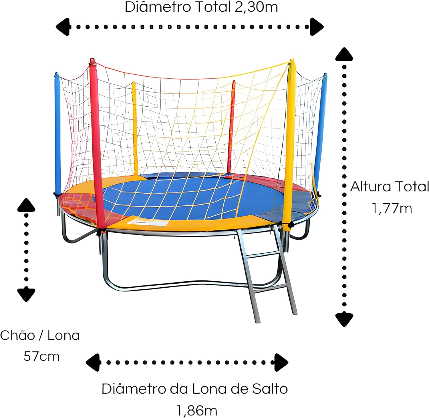 Cama Elástica - Trampolim Pula Pula Com Escada E Rede