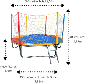 Cama Elástica - Trampolim Pula Pula Com Escada E Rede