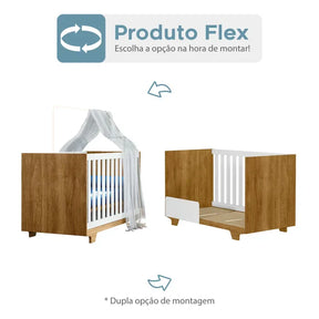 Kit Quarto de Bebê Completo 100% MDF com Cômoda, Berço e Guarda Roupa