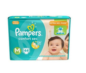 KIT COM 5 PACOTES PAMPERS CONFORT SEC + 5 Lenços Umedecidos