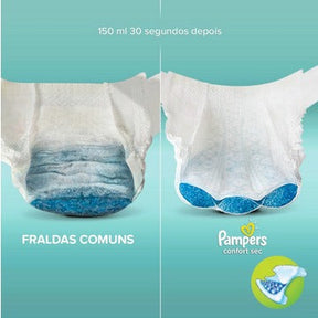 KIT COM 5 PACOTES PAMPERS CONFORT SEC + 5 Lenços Umedecidos