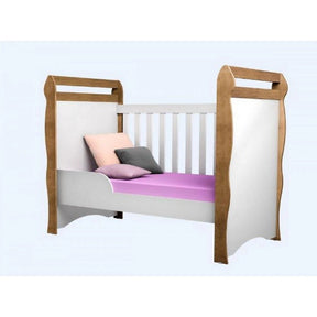 Berço Mini Cama Branco/Amadeirado Carolina Baby