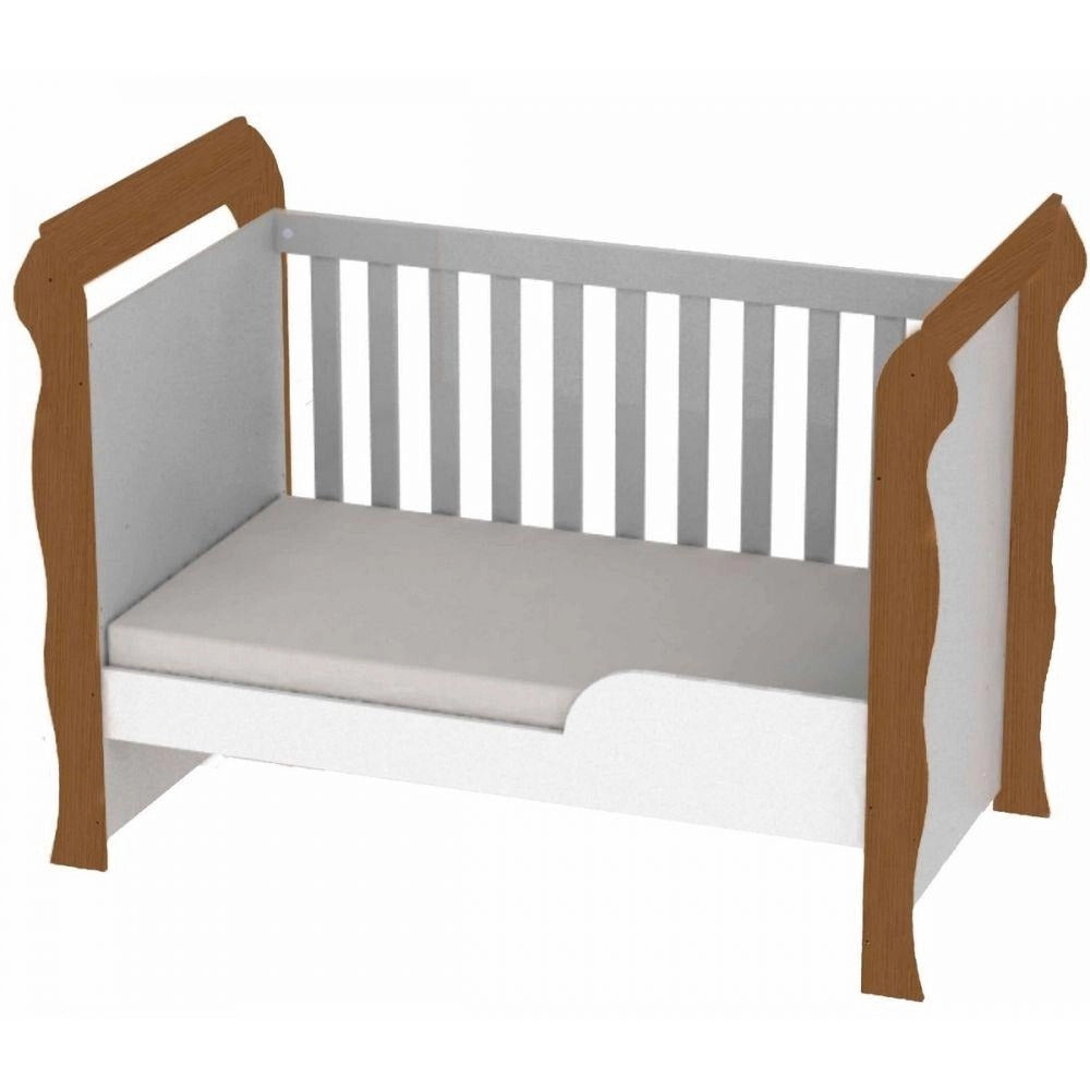 Berço Mini Cama Branco/Amadeirado Carolina Baby