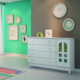 Cômoda de Bebê 1 Porta 4 Gavetas / Branco Brilho