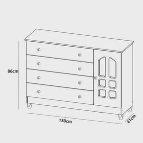 Cômoda de Bebê 1 Porta 4 Gavetas / Branco Brilho