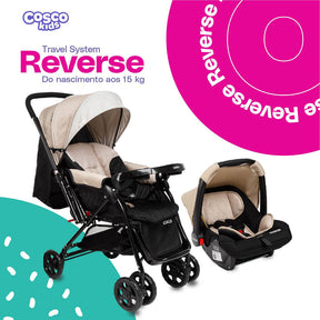 Conjunto Cosco - Carrinho com Bebê Comforto Travel System Reverse DUO