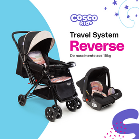 Conjunto Cosco - Carrinho com Bebê Comforto Travel System Reverse DUO