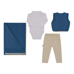 Saída Maternidade Masculina 4 Peças Tricô e Malha Conforto Paraiso