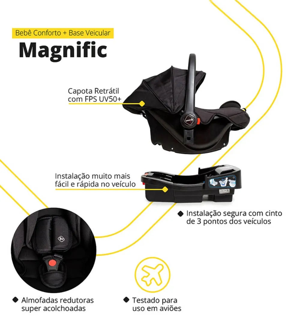 Carrinho Travel System Magnific 5 em 1 Safety