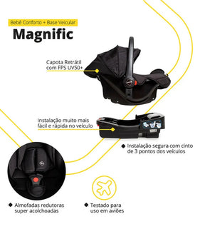 Carrinho Travel System Magnific 5 em 1 Safety
