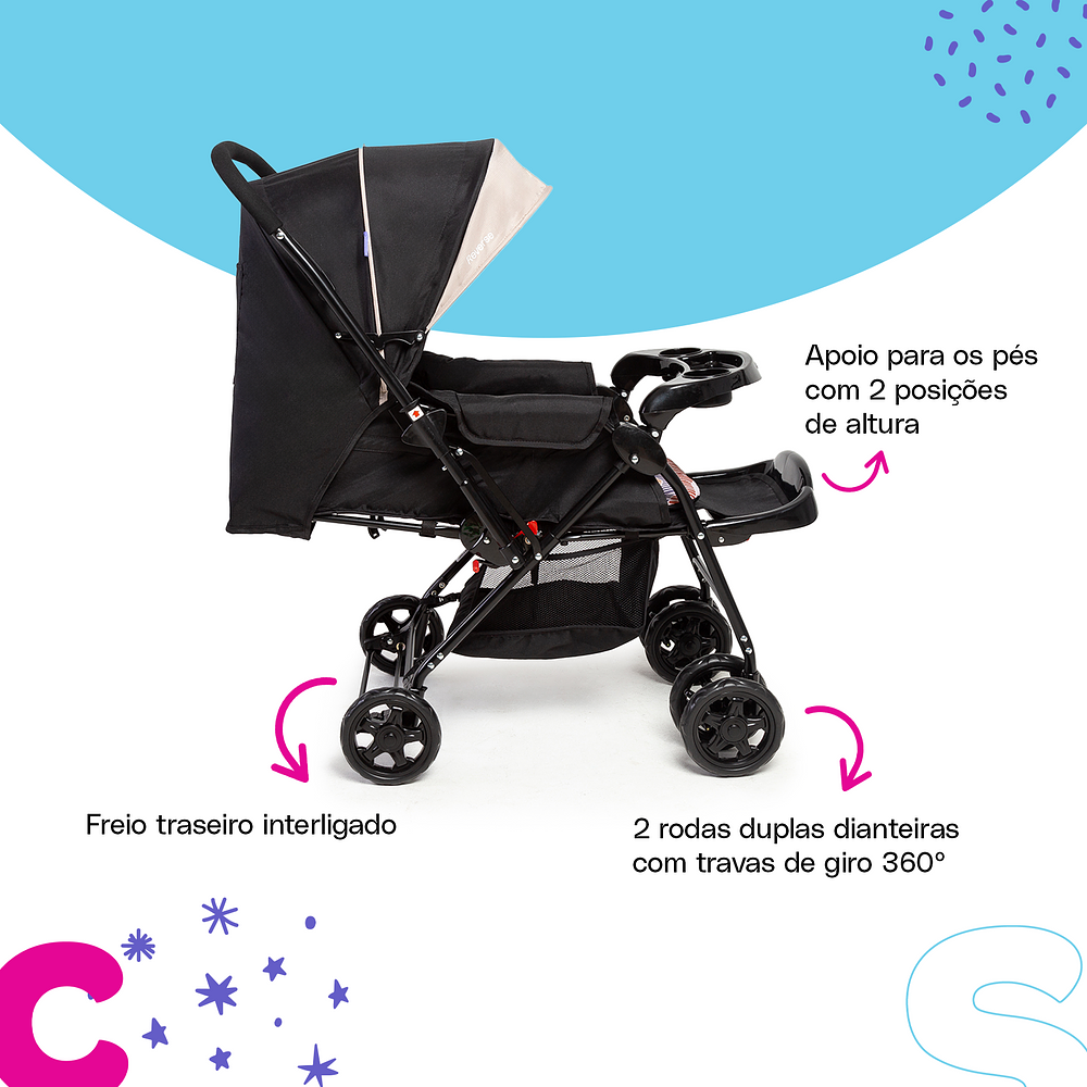 Conjunto Cosco - Carrinho com Bebê Comforto Travel System Reverse DUO