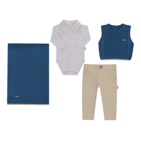 Saída Maternidade Masculina 4 Peças Tricô e Malha Conforto Paraiso