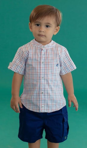 CONJUNTO CAMISA MANGA CURTA BOTÕES XADREZ E BERMUDA MENINO PRECOCE