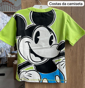 CONJUNTO BLUSA MANGA CURTA MICKEY JOIA E JARDINEIRA ALÇA BOTÕES BOLSO MENINO YOUCCIE