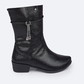 Bota Texana Infantil Feminina Pampili Cordão em Strass Preta