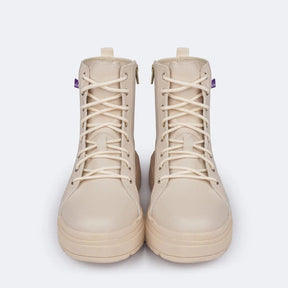 Bota Coturno Feminina Tweenie Tratorada Pampili Bege