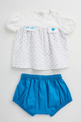 Conjunto Infantil para Bebê Nata em Voil com Malha e short em Tricoline