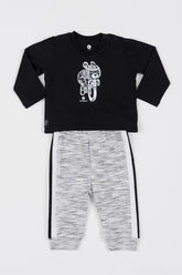 Conjunto Bebê com Camiseta Body com Silk e Calça de Piquet Flamê