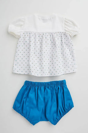 Conjunto Infantil para Bebê Nata em Voil com Malha e short em Tricoline