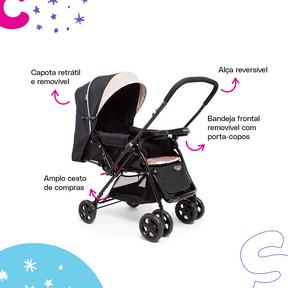 Conjunto Cosco - Carrinho com Bebê Comforto Travel System Reverse DUO